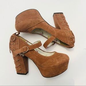 Liz Lisa Lolita mocha brown platform block heels